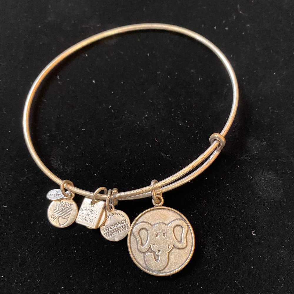 New in Box Alex and Ani vintage silver elephant bracelet